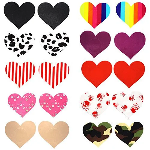 10 Pairs Women Sexy Heart Shape Disposable Pasties Nipple Cover Lingerie Stick on Bra