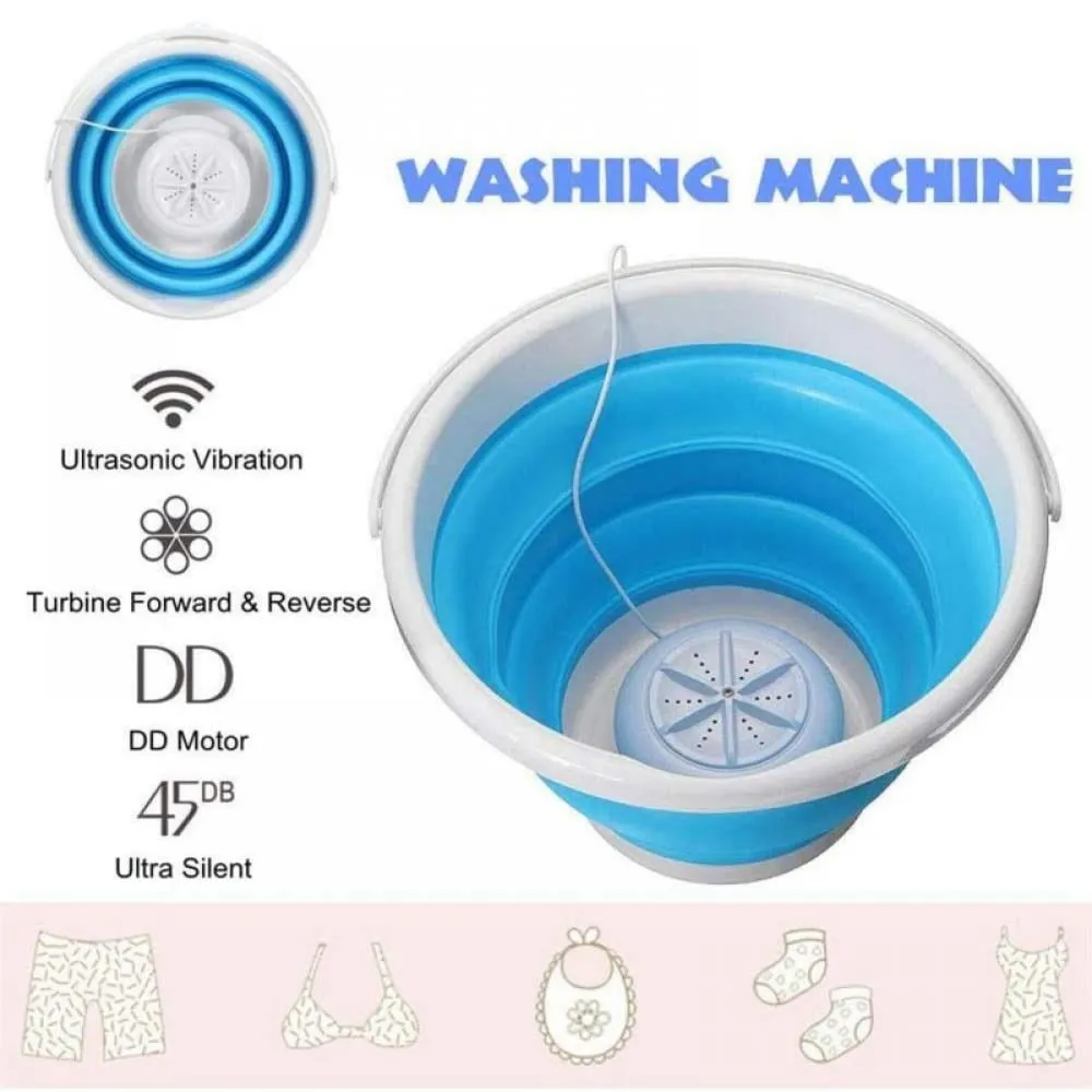 10L Portable Foldable Ultrasonic Turbine Washers, Personal Cleaning Mini Washing Machine, for Baby Clothes/Socks/Underwear/Bra (USB Powered)