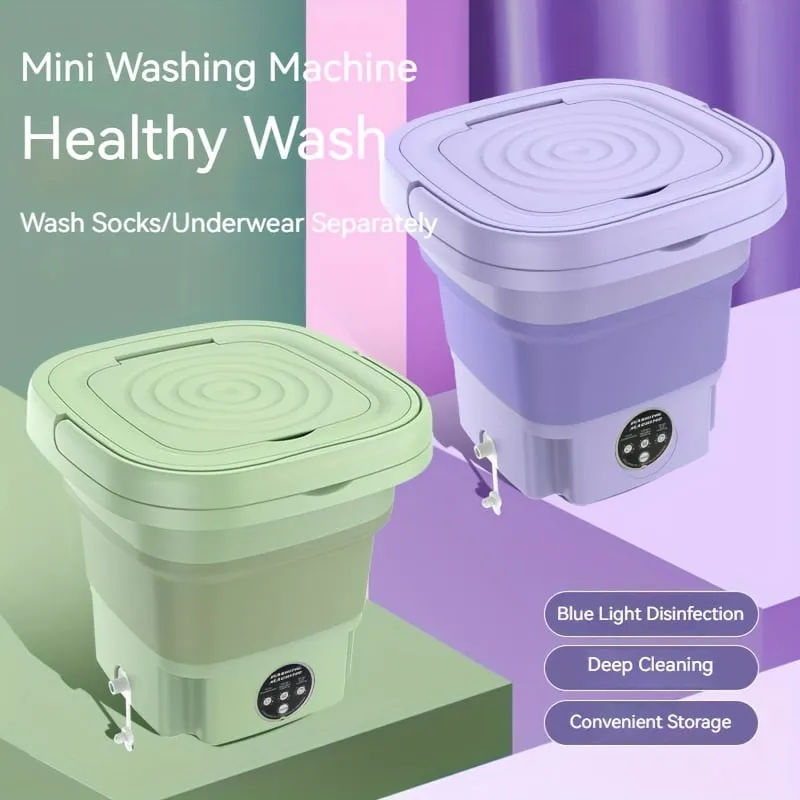 2.11gal Large Capacity Folding Washing Machine, Mini Portable, Suitable For Home Or Travel, Suitable For Automatic Washing Of Underwear And Baby Clothes