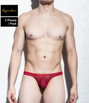 [2pc/Pack] Sexy Men's Underwear Signature Ultra Thongs - Kyo Ha (Mesh Series / V Front / Tapered Sides)