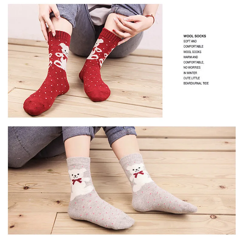 5 Pairs Lot Cashmere Wool Comfortable Christmas Gift Socks for Women