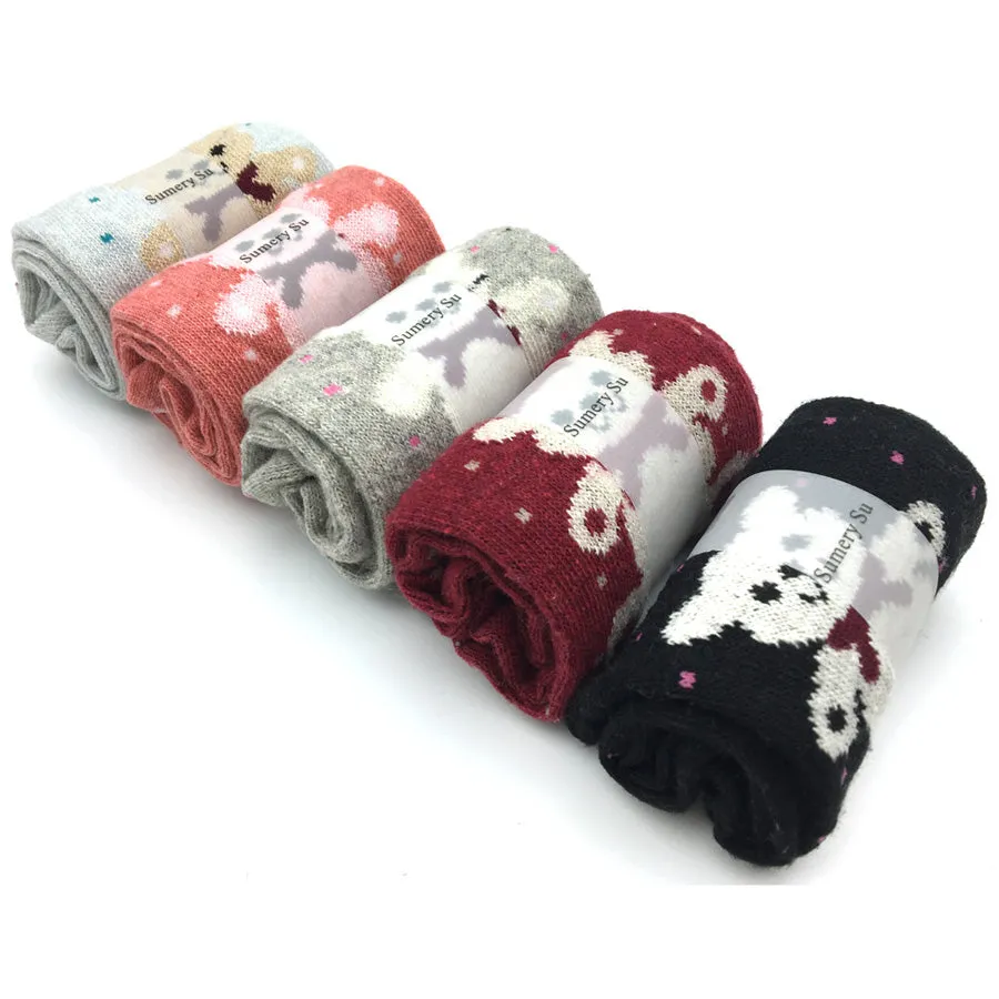 5 Pairs Lot Cashmere Wool Comfortable Christmas Gift Socks for Women