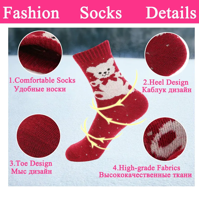 5 Pairs Lot Cashmere Wool Comfortable Christmas Gift Socks for Women