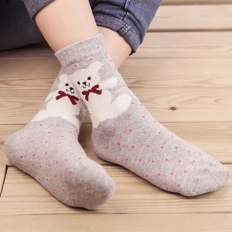 5 Pairs Lot Cashmere Wool Comfortable Christmas Gift Socks for Women