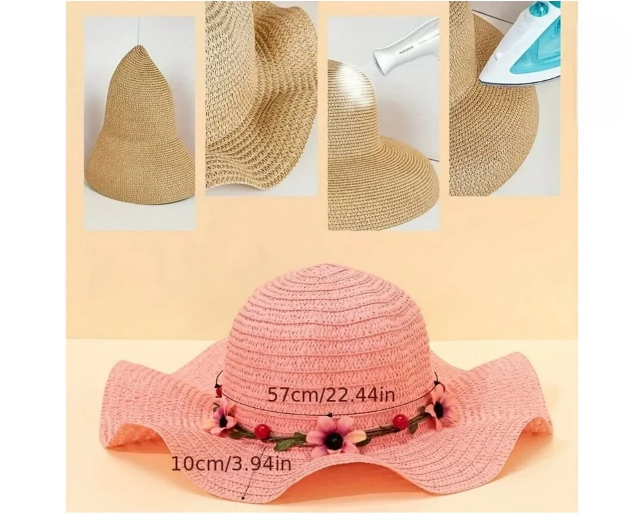 Andrea's Deals Breathable Pink Sun Hat with Ruffles Brim