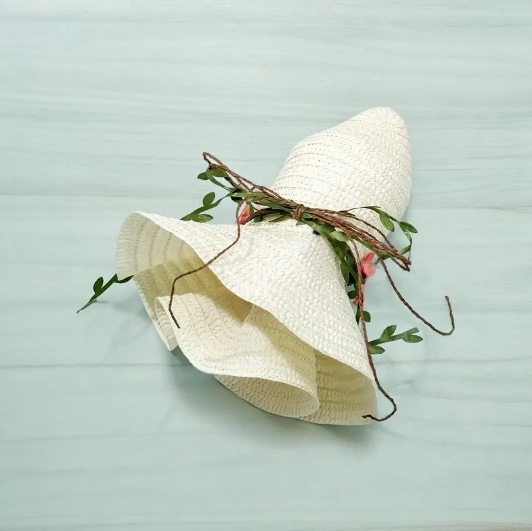 Andrea's Deals Breathable White Sun Hat with Ruffles Brim