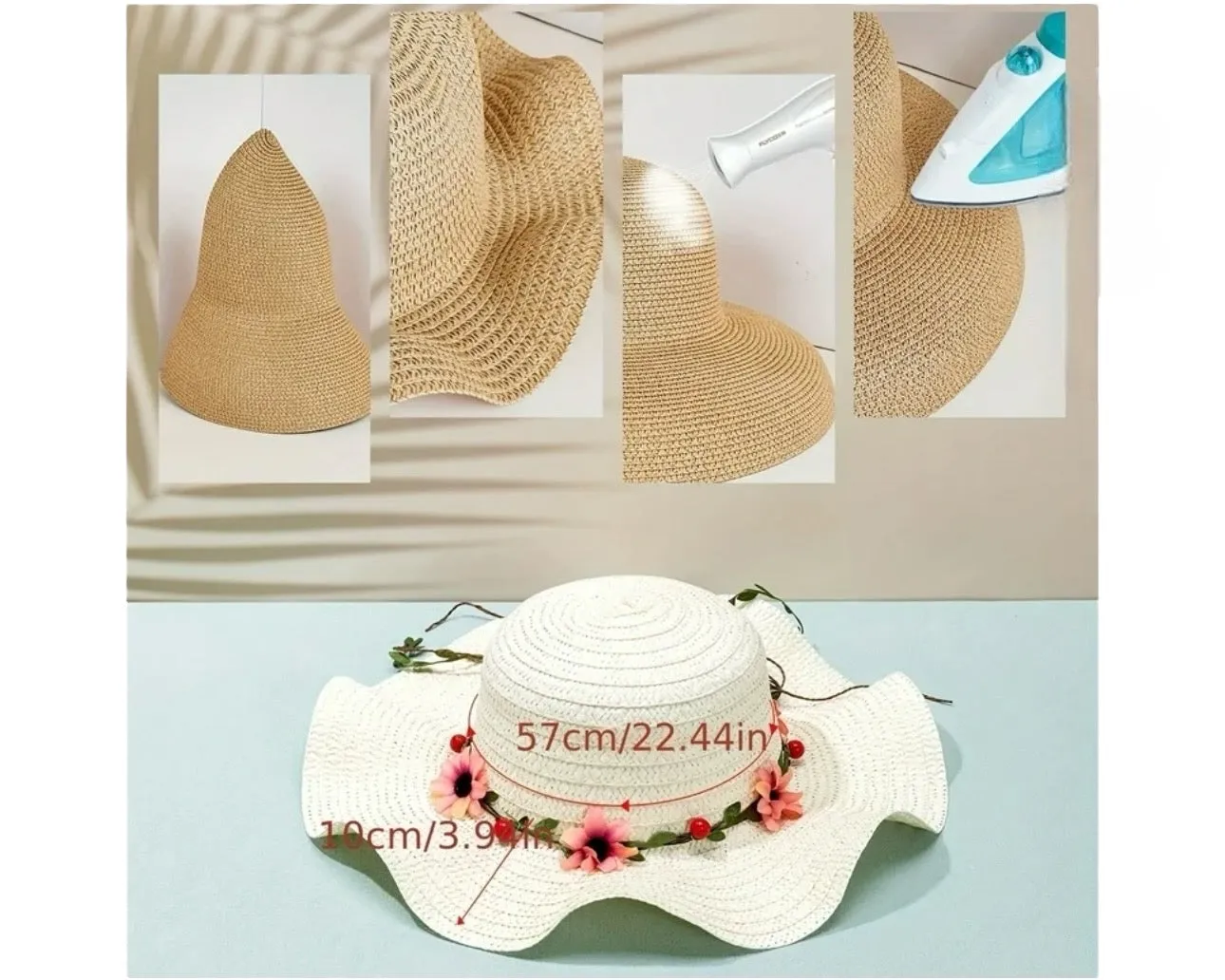 Andrea's Deals Breathable White Sun Hat with Ruffles Brim