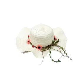 Andrea's Deals Breathable White Sun Hat with Ruffles Brim