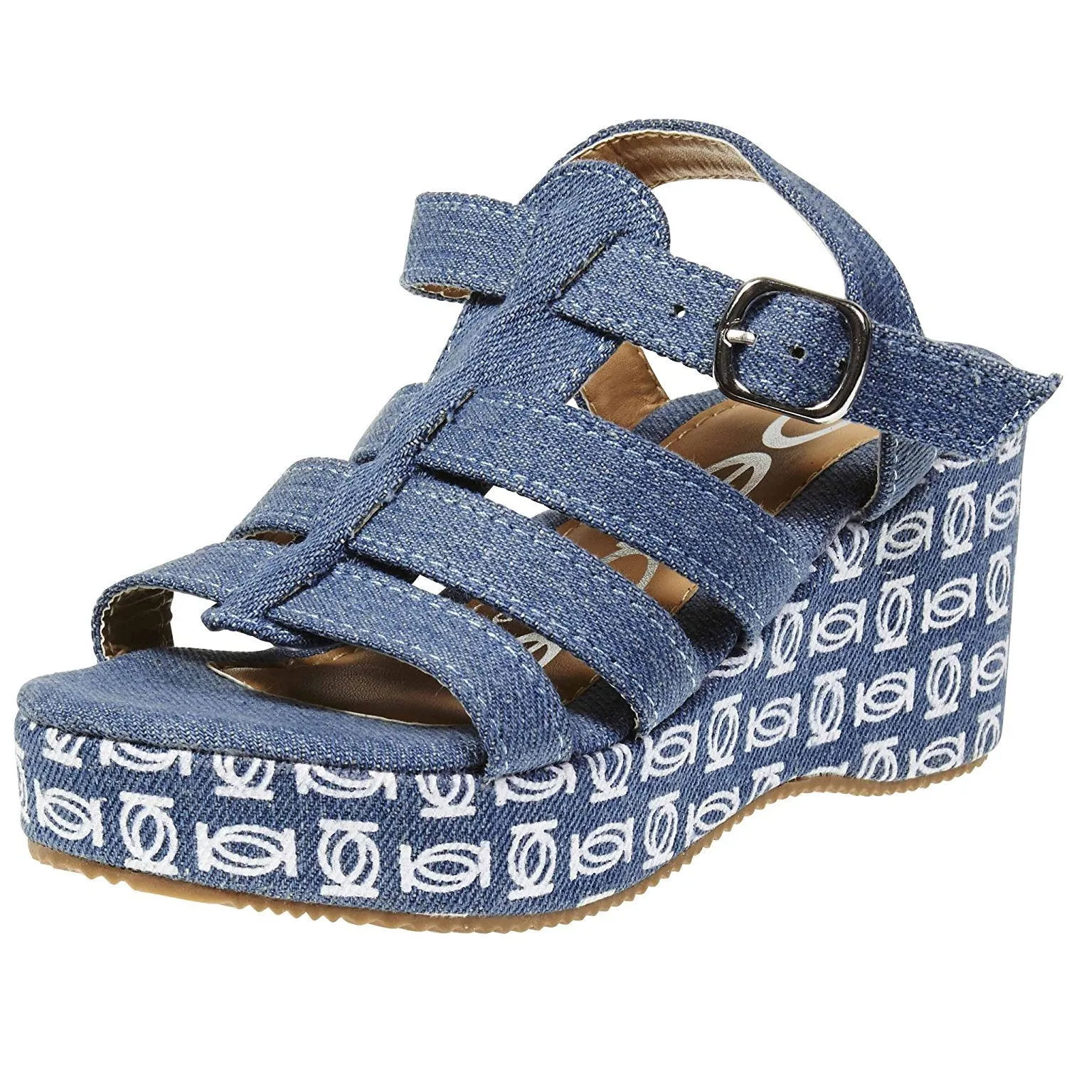 bebe Fashion Denim Wedge Slingback Sandals Classical Comfortable for Girls Big Kid