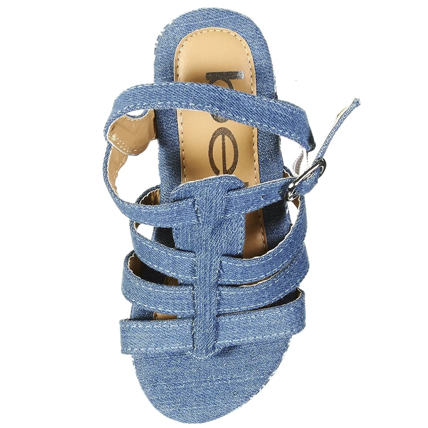 bebe Fashion Denim Wedge Slingback Sandals Classical Comfortable for Girls Big Kid