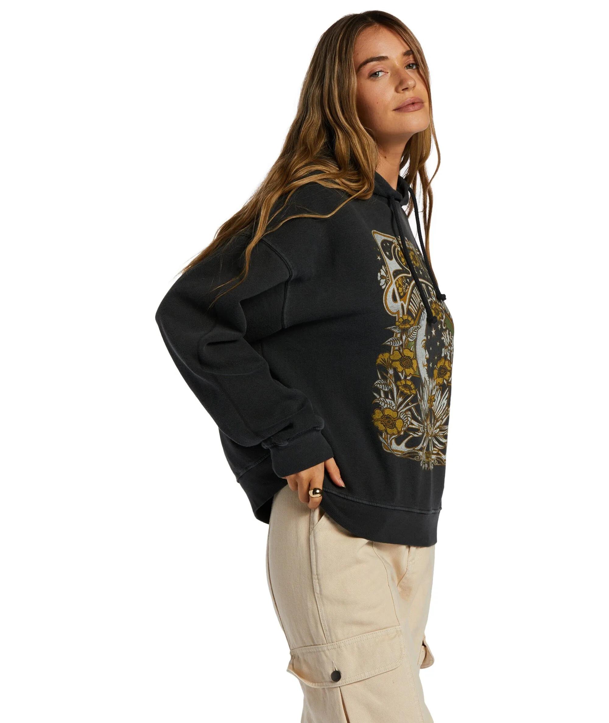 BILLABONG Women's Keep Ridin Pullover Hoodie Black Sands