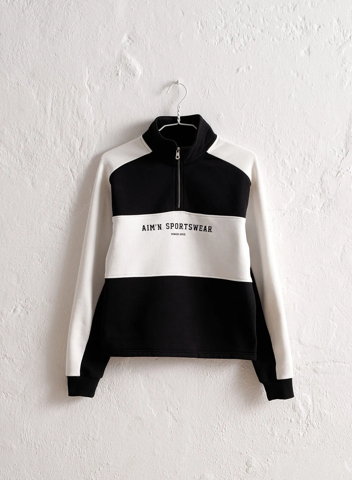 Black Blocked Sweat Half Zip