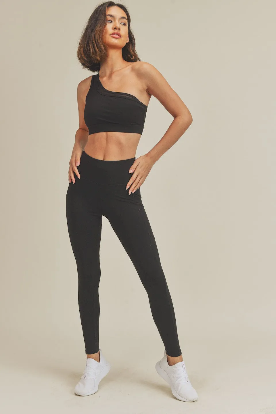 Black High Rise Mesh Pocketed Leggings