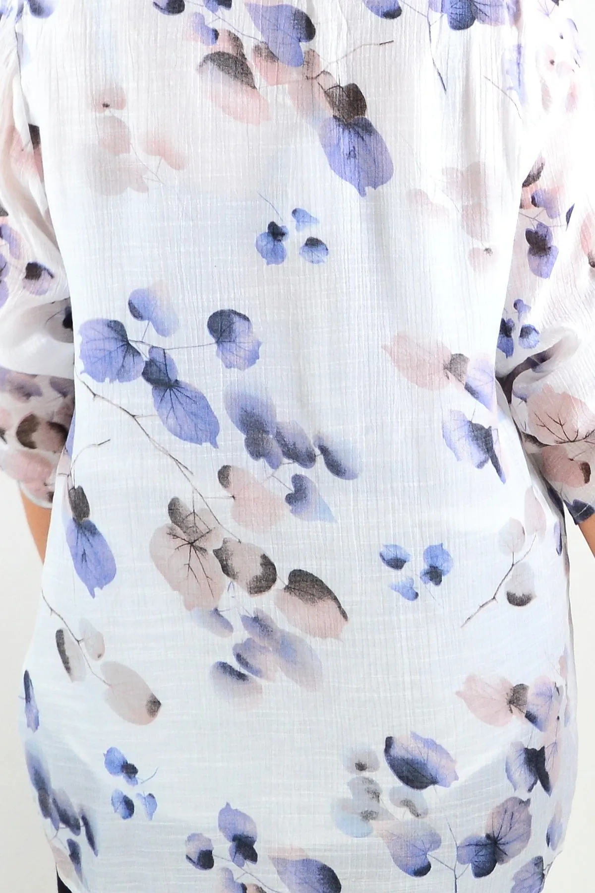 Blue Floral Botanical Tunic Top