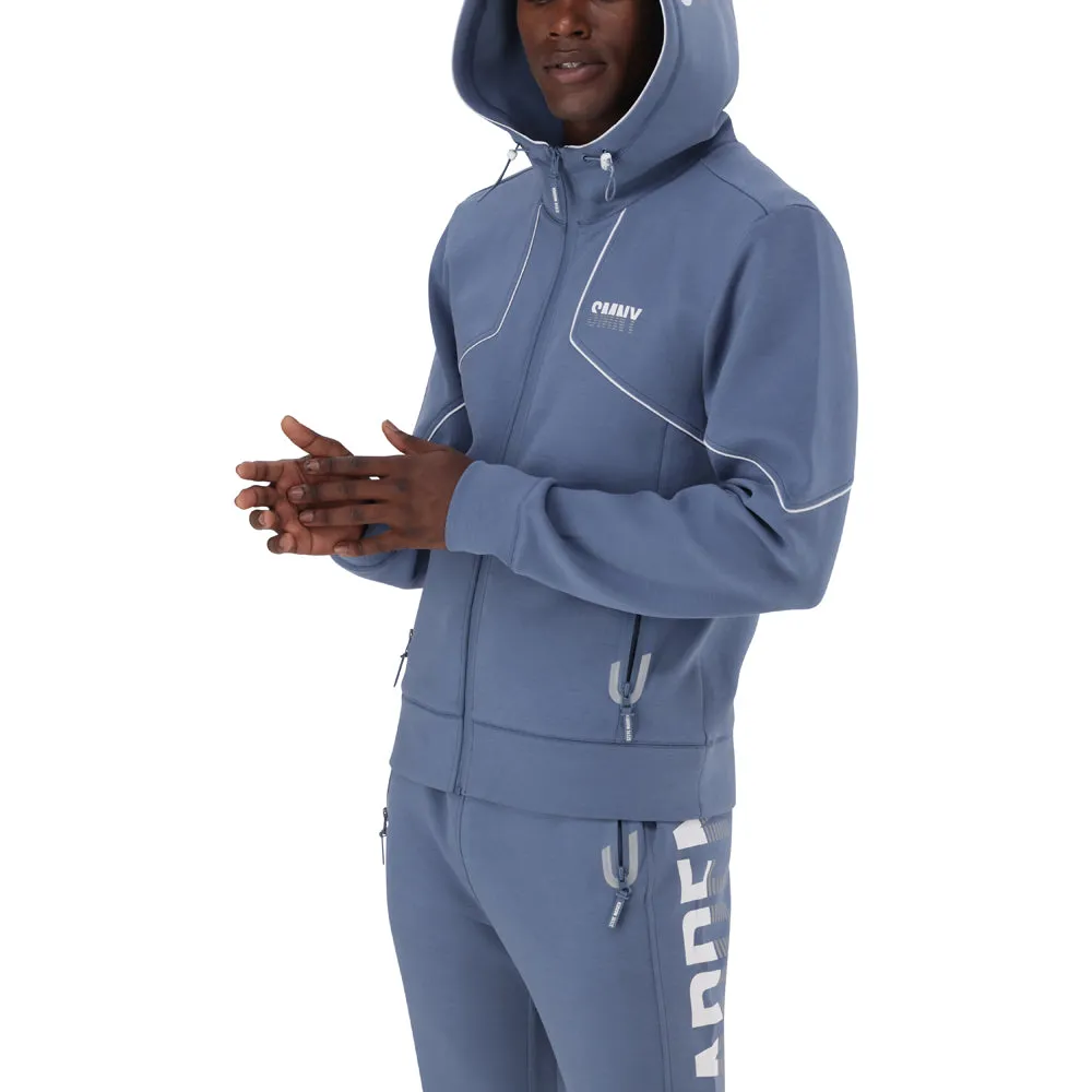 BLUE GREY SCUBA ZIP THRU HOODED SWEAT