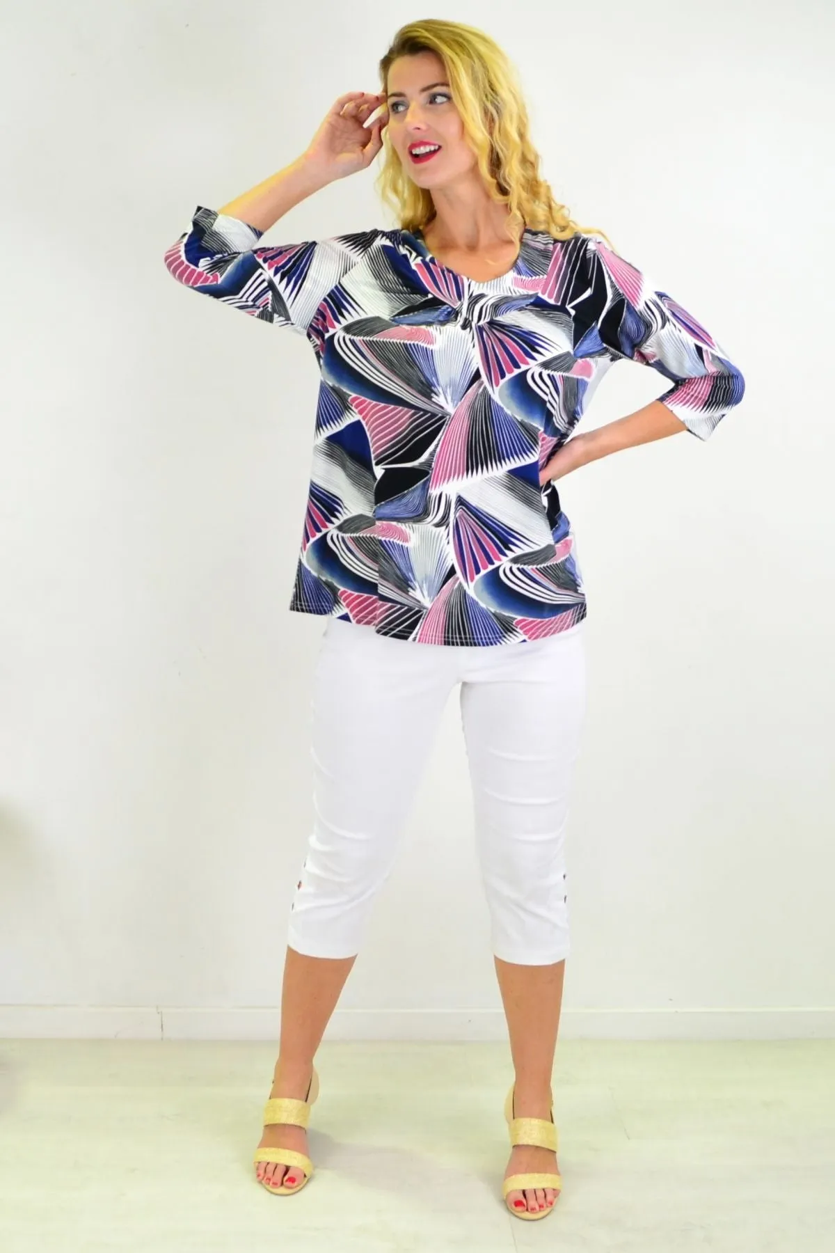 Blue Matrics Stretch Tunic Top