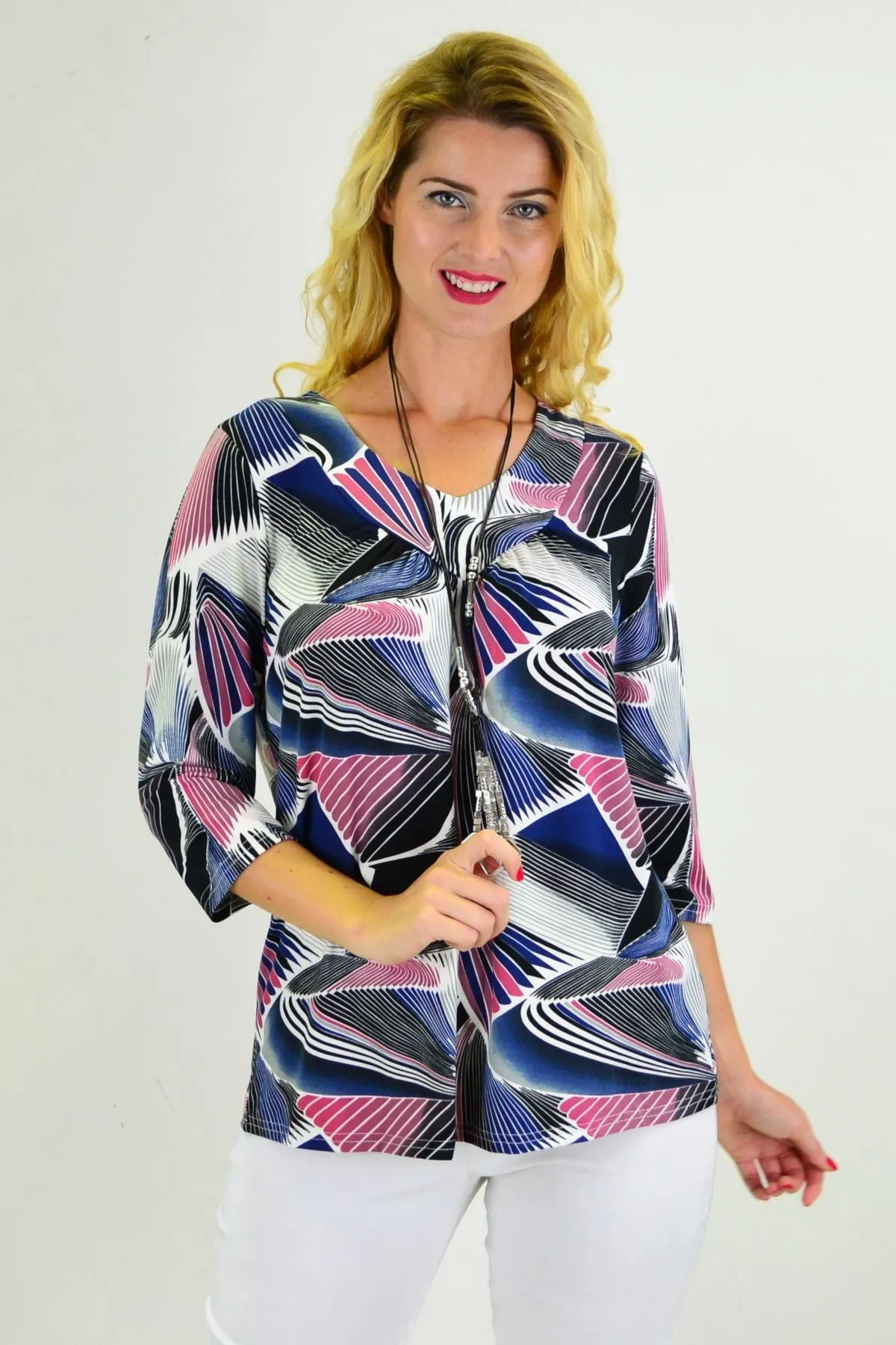 Blue Matrics Stretch Tunic Top