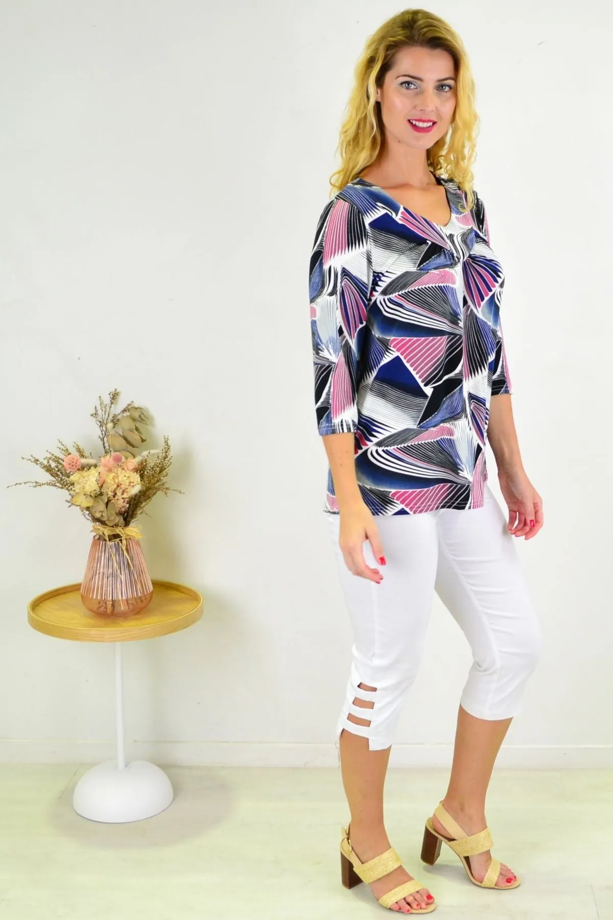 Blue Matrics Stretch Tunic Top