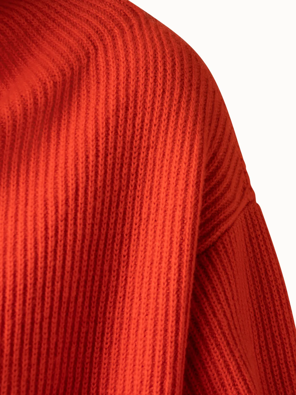 Boxy Ribbed Knit Cashmere Pullover