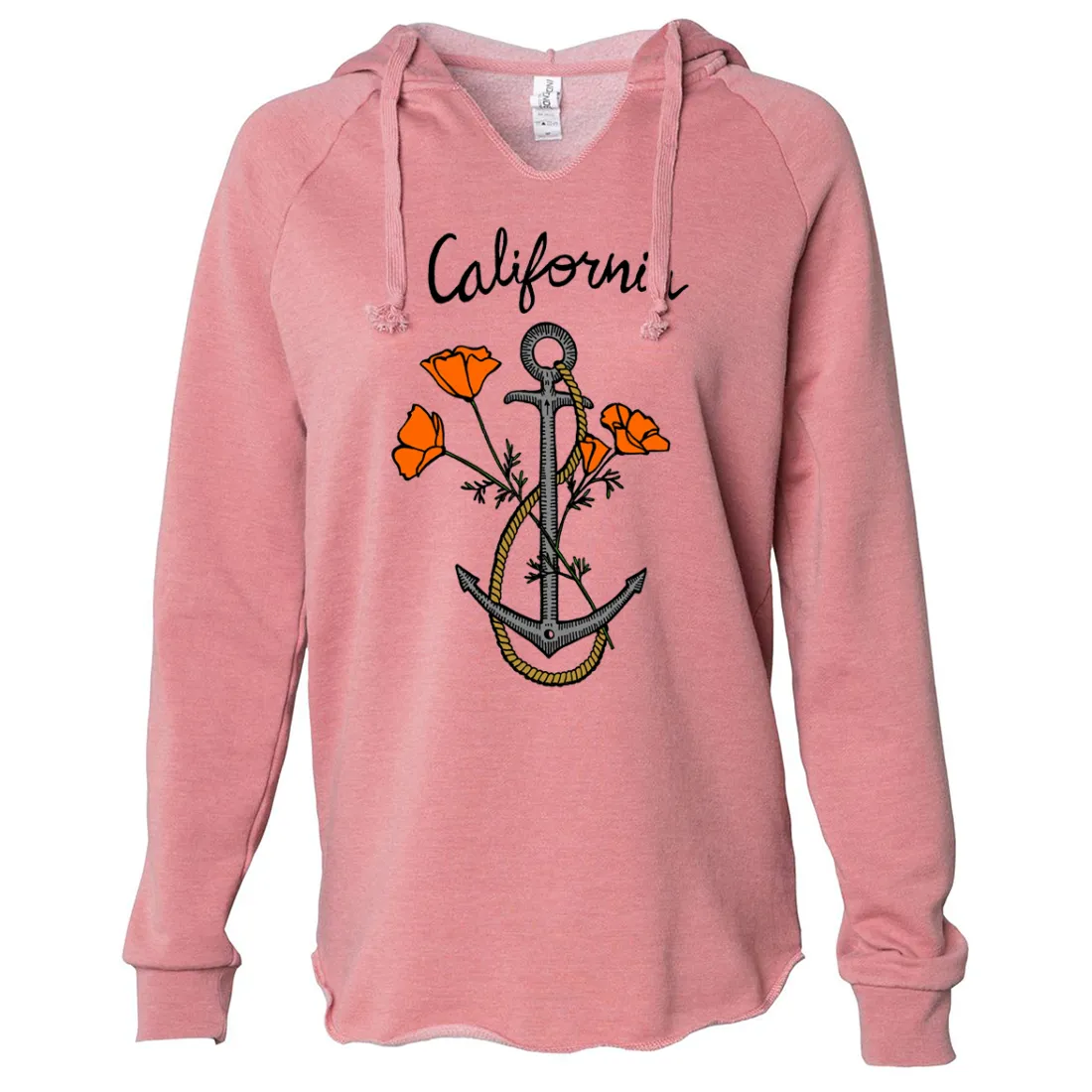 California Anchor Poppies Women's Soft Hooded Pullover