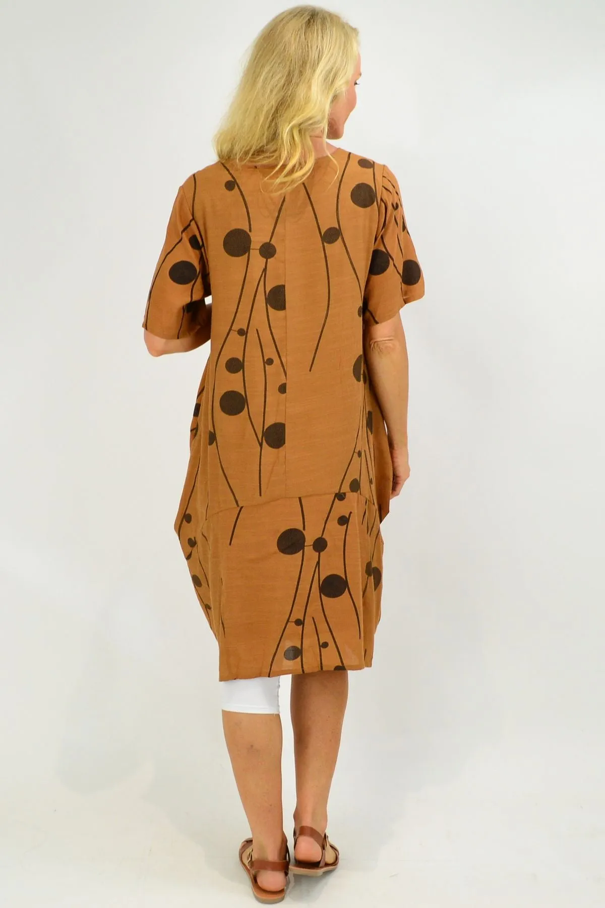 Caramel Dots Bubble Tunic Dress