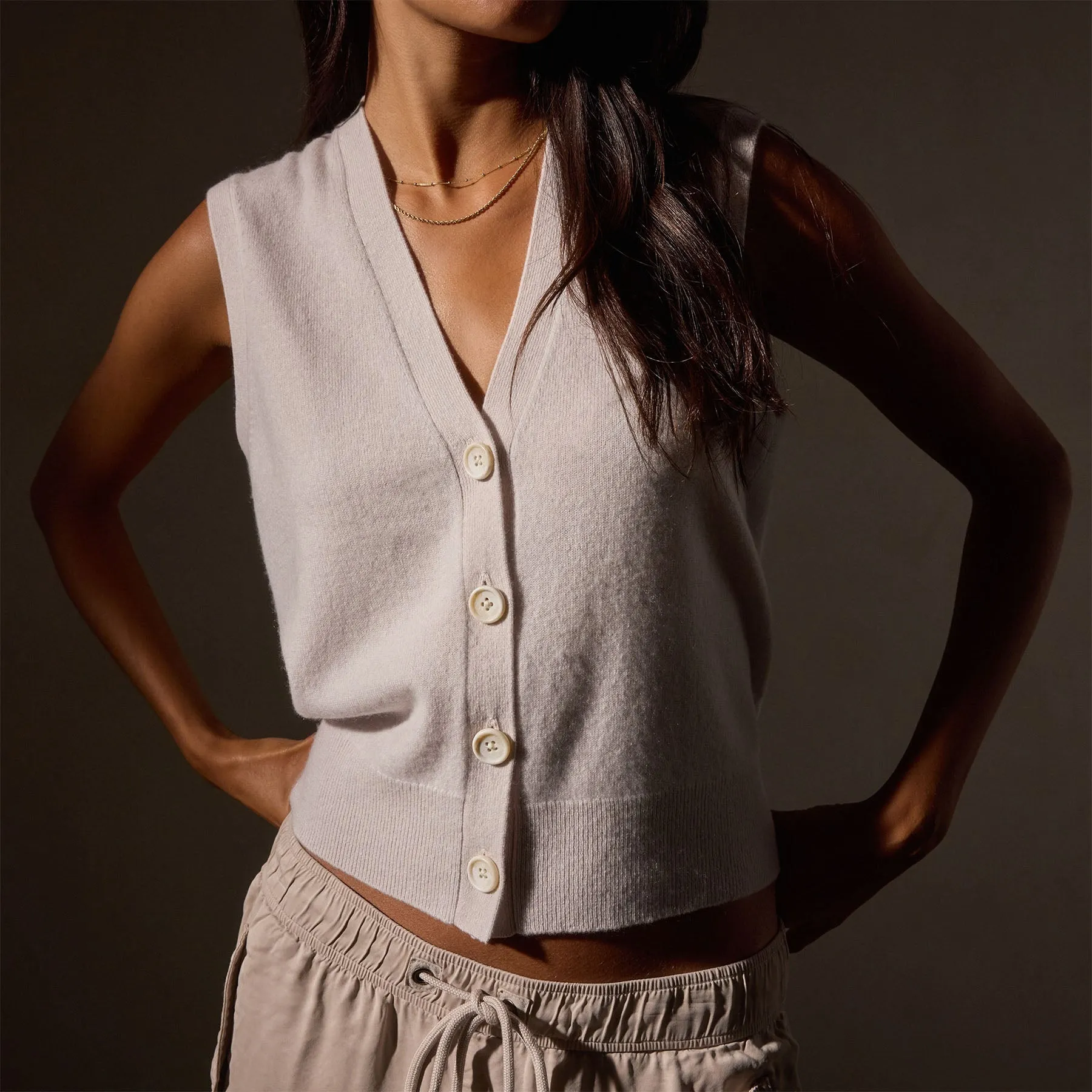 Cashmere Vest - Pearl