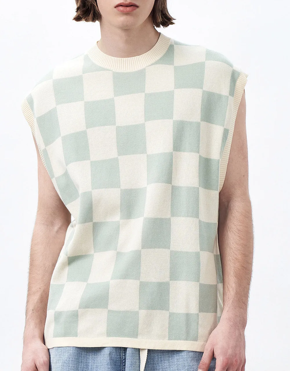 Checkered Knitted Vest