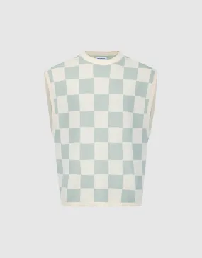 Checkered Knitted Vest