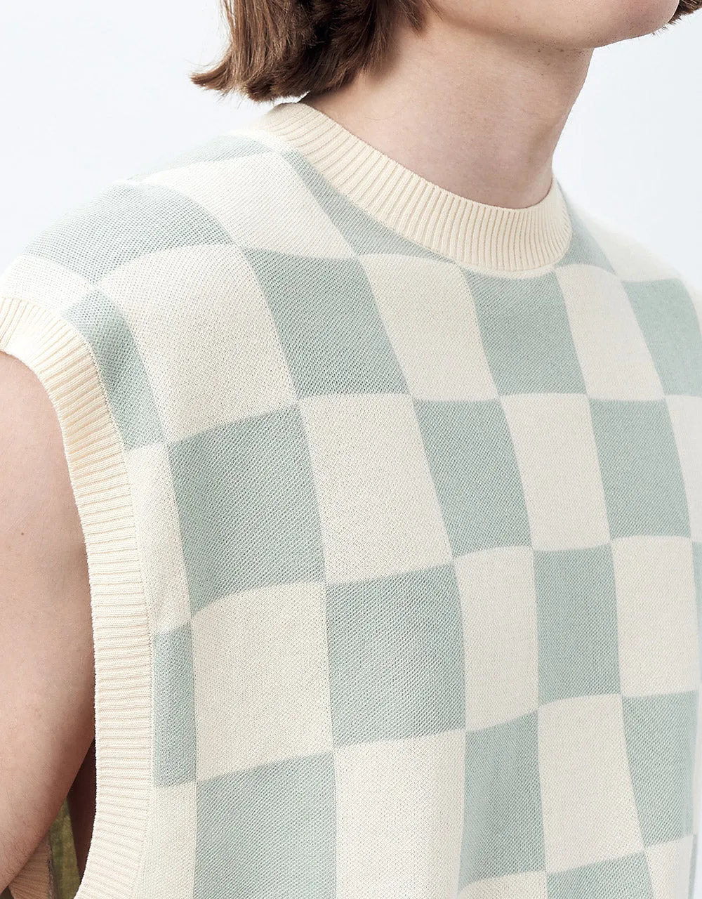 Checkered Knitted Vest