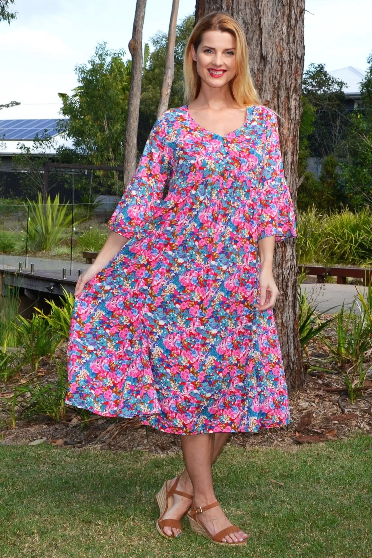 Colourful Floral Garden Tunic Dress