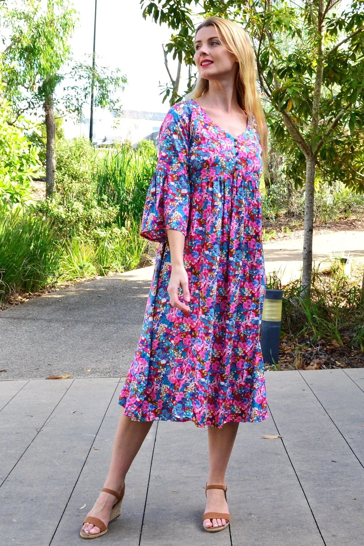 Colourful Floral Garden Tunic Dress