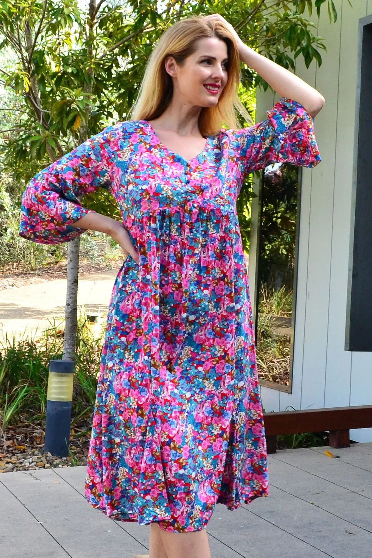 Colourful Floral Garden Tunic Dress