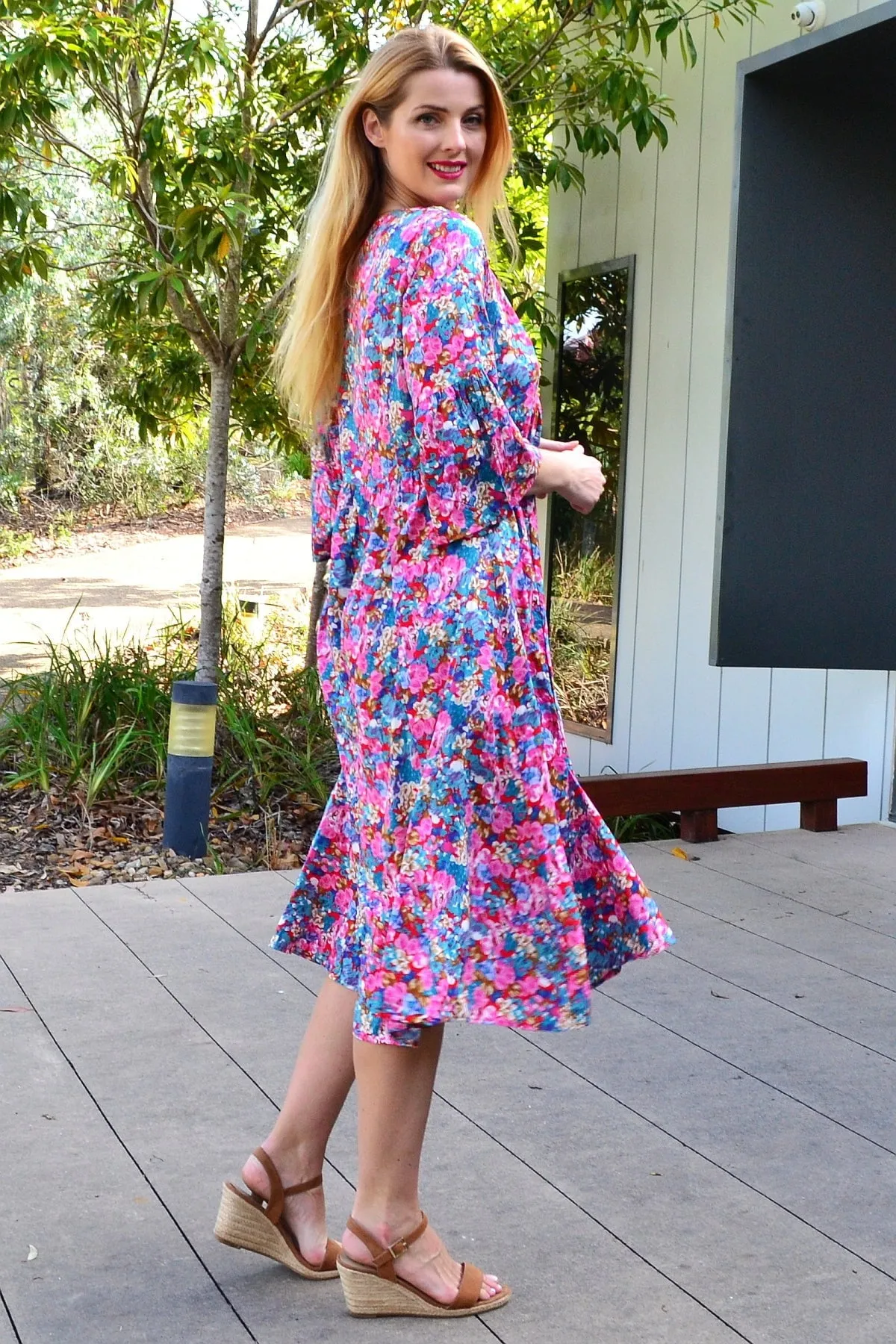 Colourful Floral Garden Tunic Dress