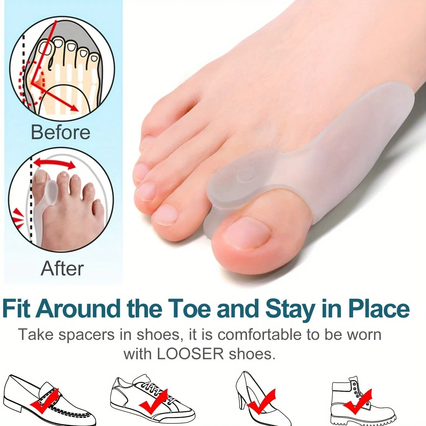 Comfortable Big Toe Corrector Bunion Protector For Long term - 2 pairs