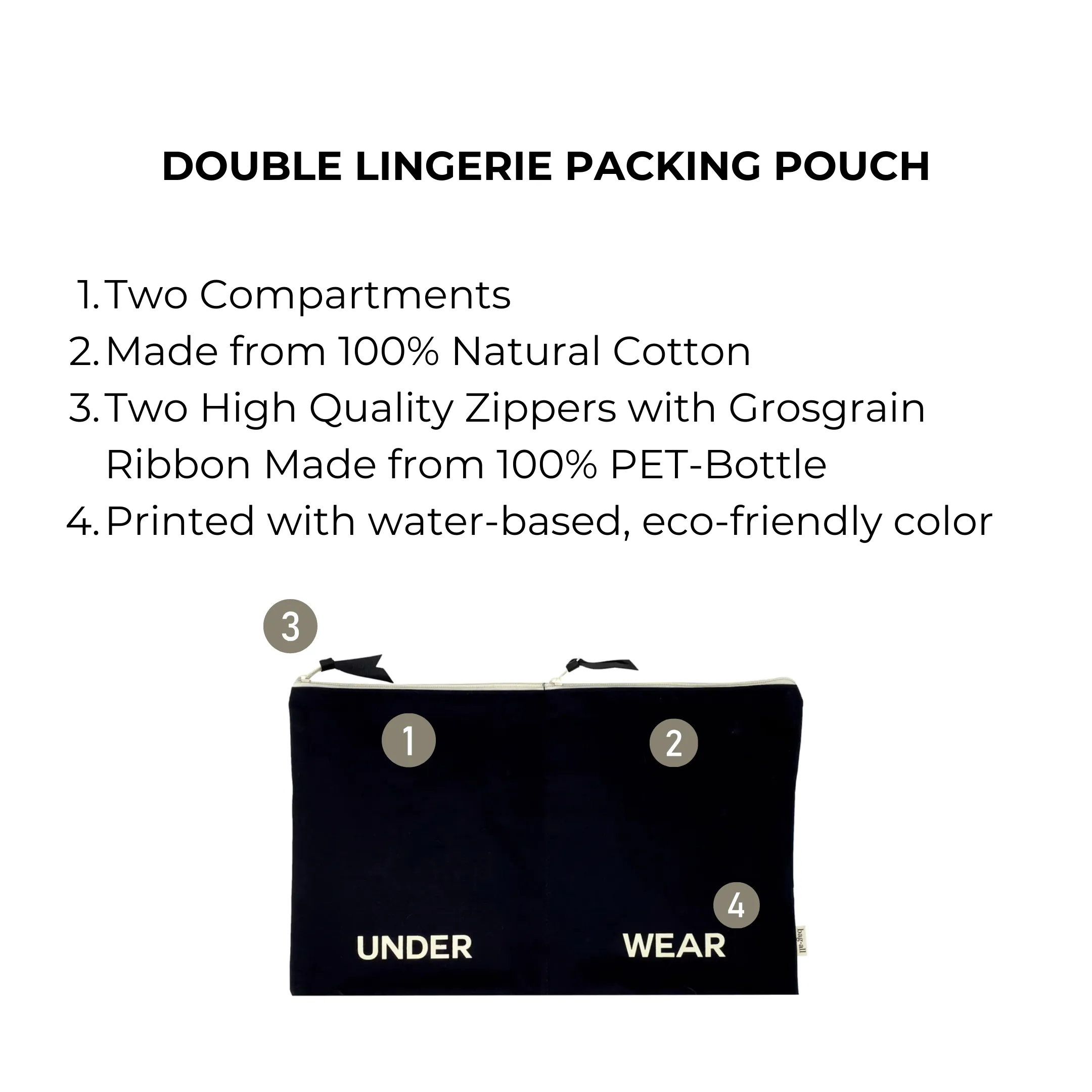 Double Lingerie Packing Pouch, Black