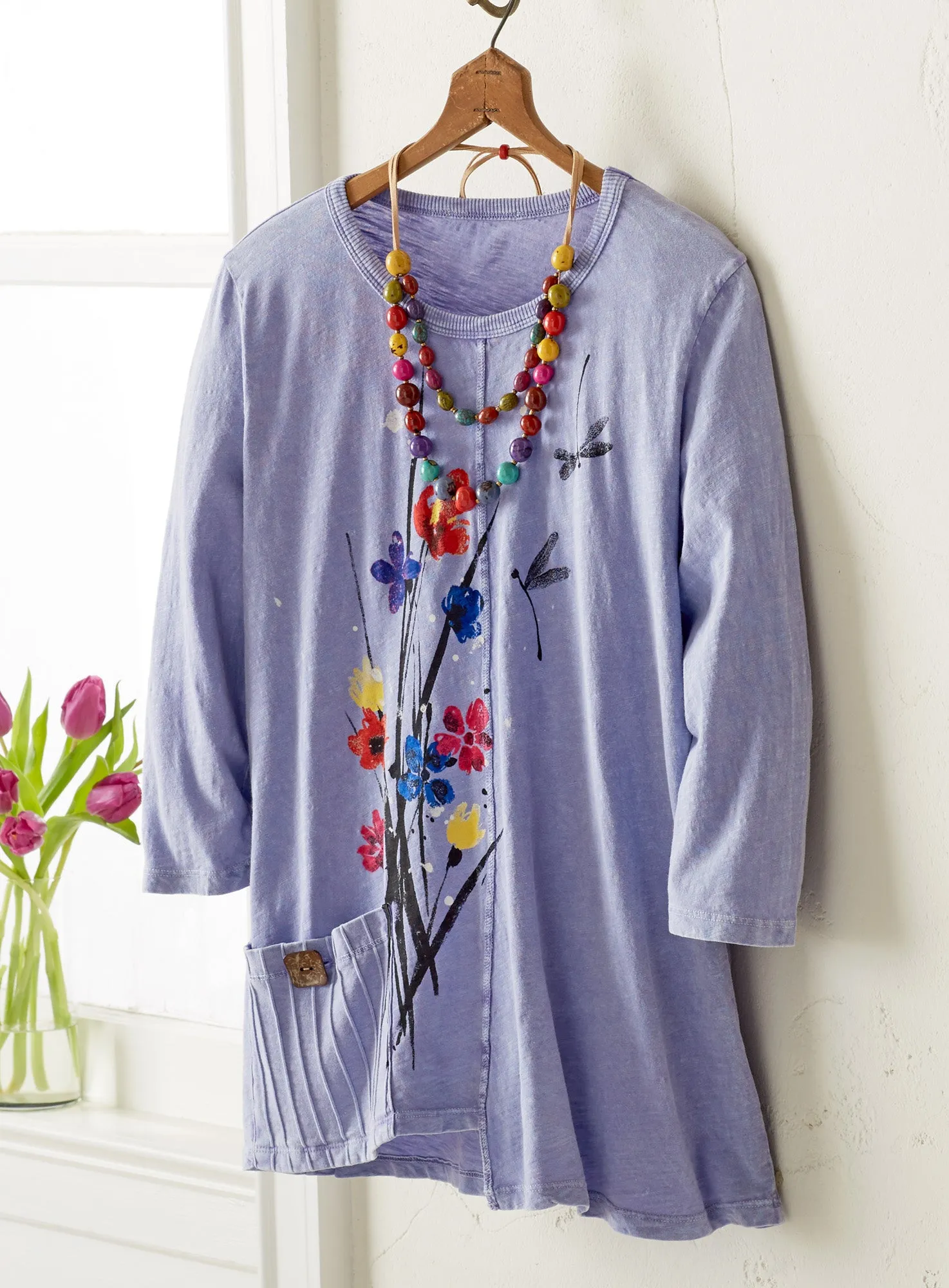 Dragonfly Bouquet Asymmetrical Tunic