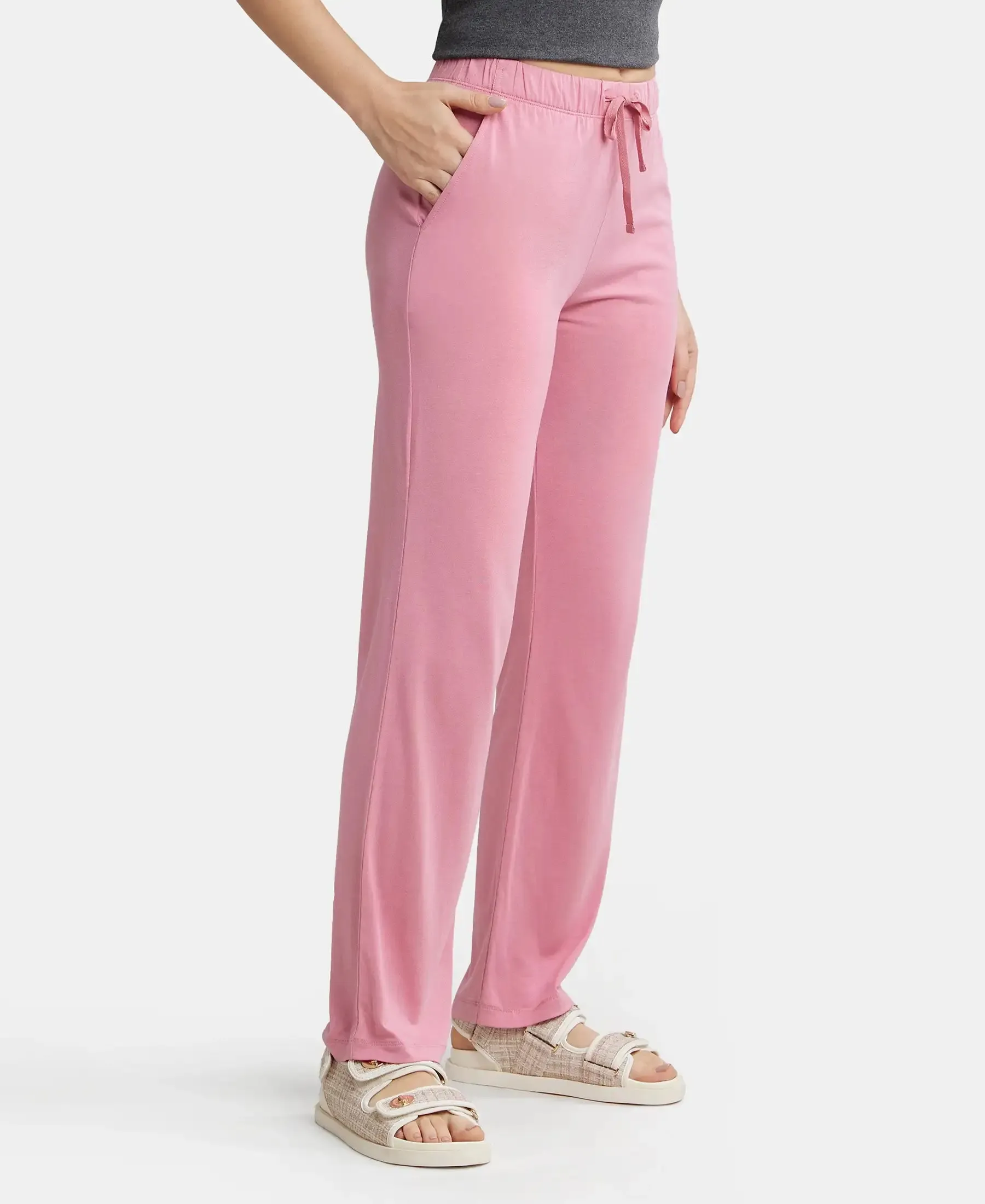 Environment Friendly Micro Modal Fiber Relaxed Fit Pyjama with Comfortable Waistband and Drawstrings - Wild Rose