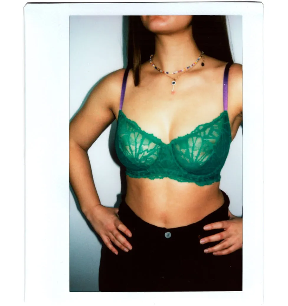 Evergreen & indigo lace underwire bra