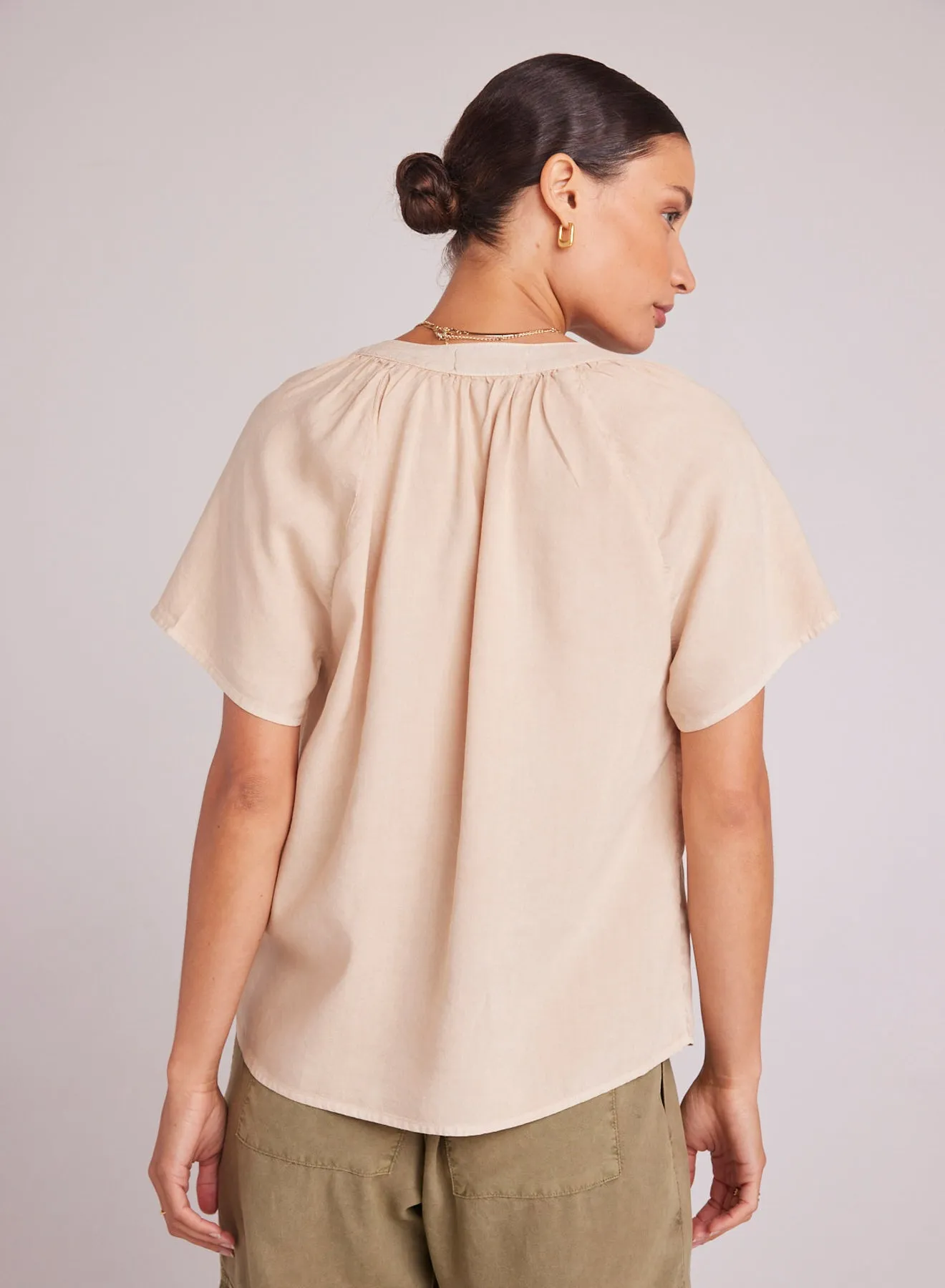 Flowy Short Sleeve Pullover - Summer Khaki