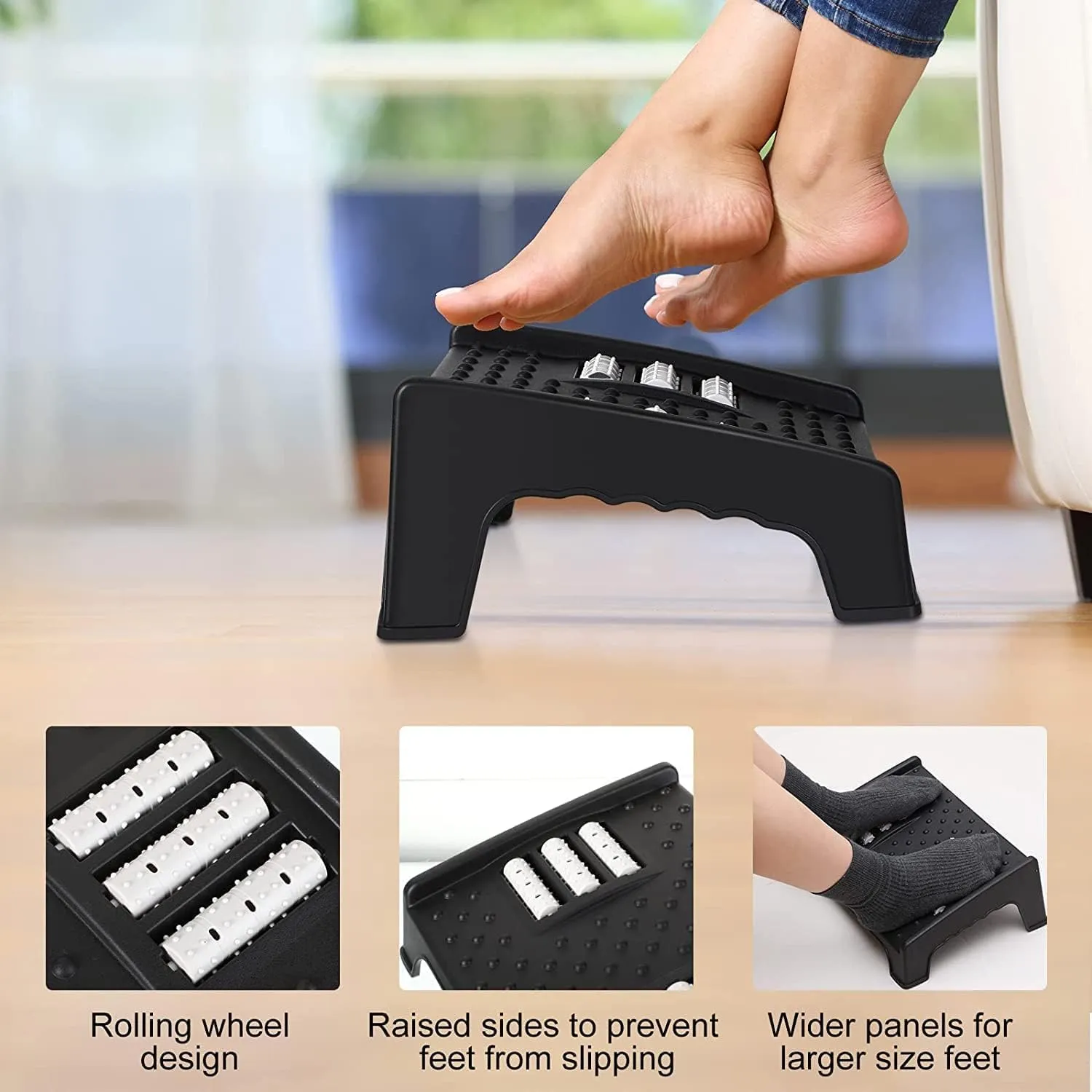 Foot Rest Stool Ergonomic Portable Comfortable Under Desk Home Office Massage Relaxation