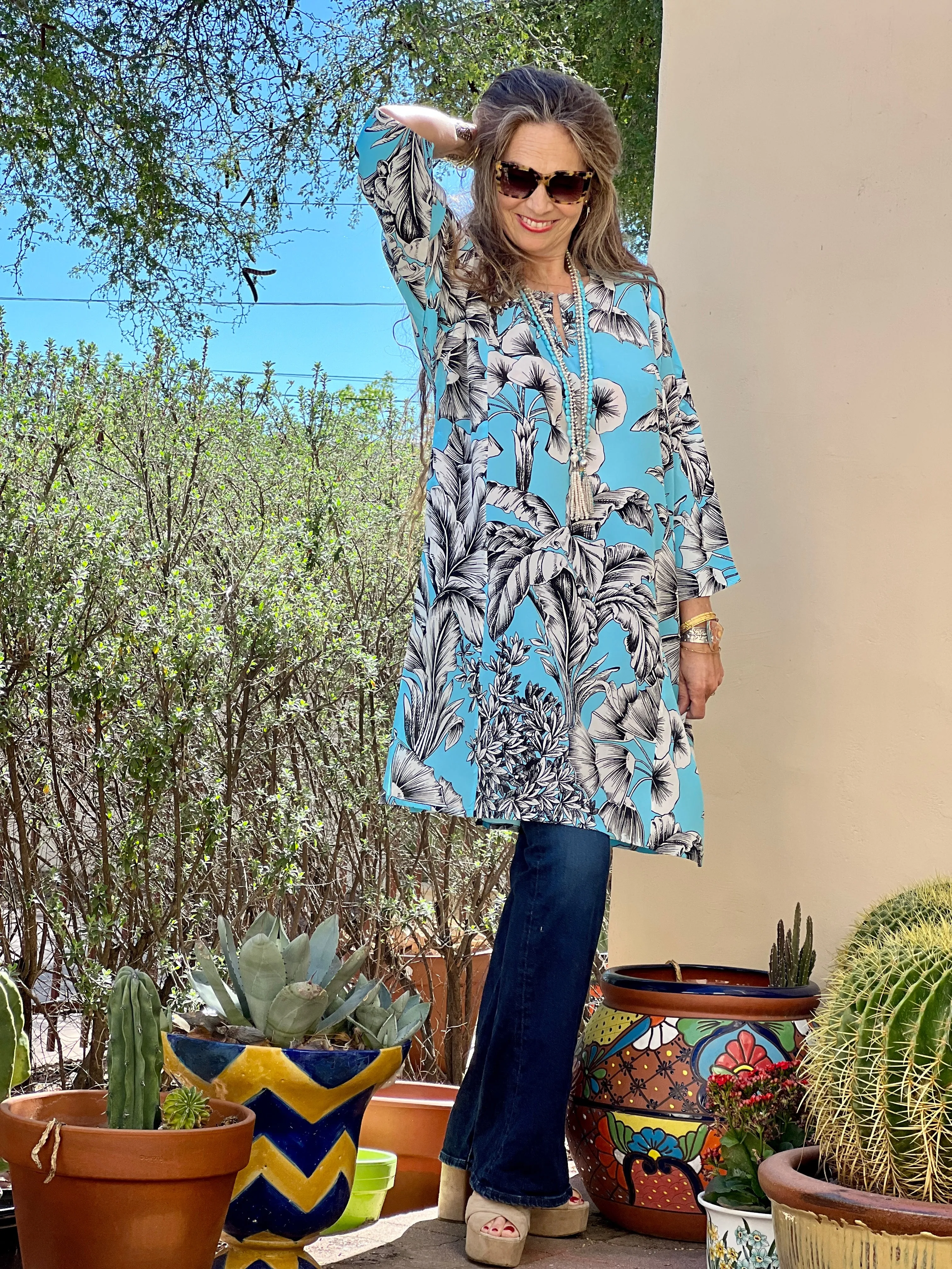 Giardino Azzurro Italian Silk Tunic