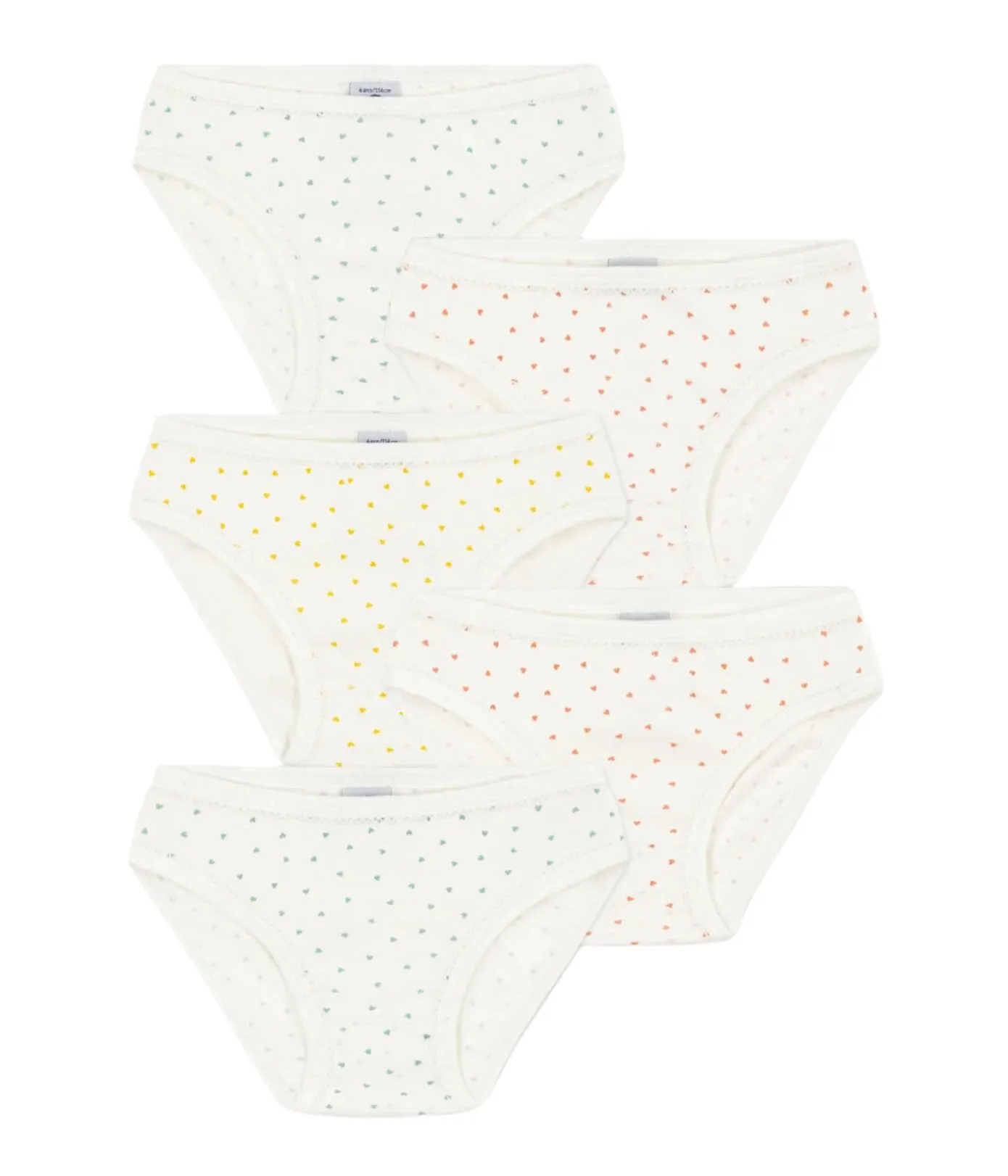 girls white 5 pk mini heart underwear