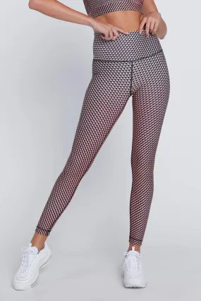 High Waist Leggings Neon Nude Rhombus