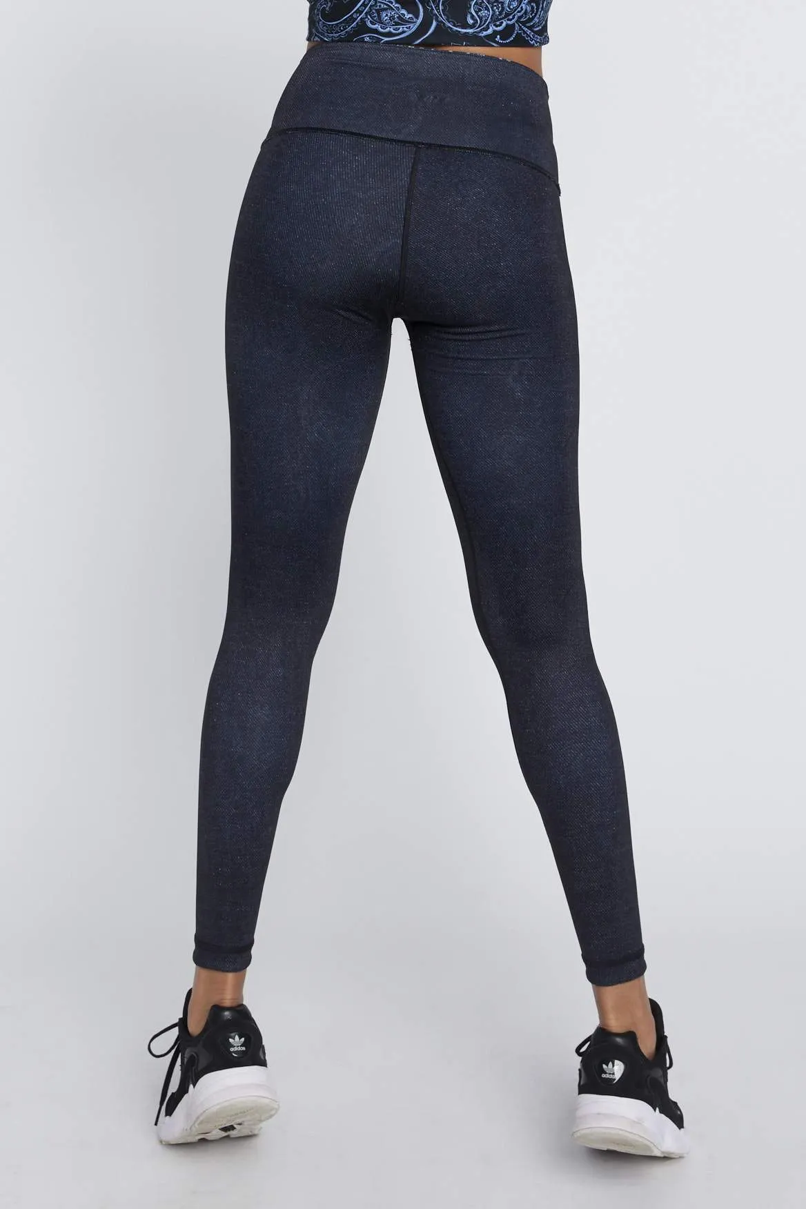 High Waist Reversible Leggings Sky Paisley