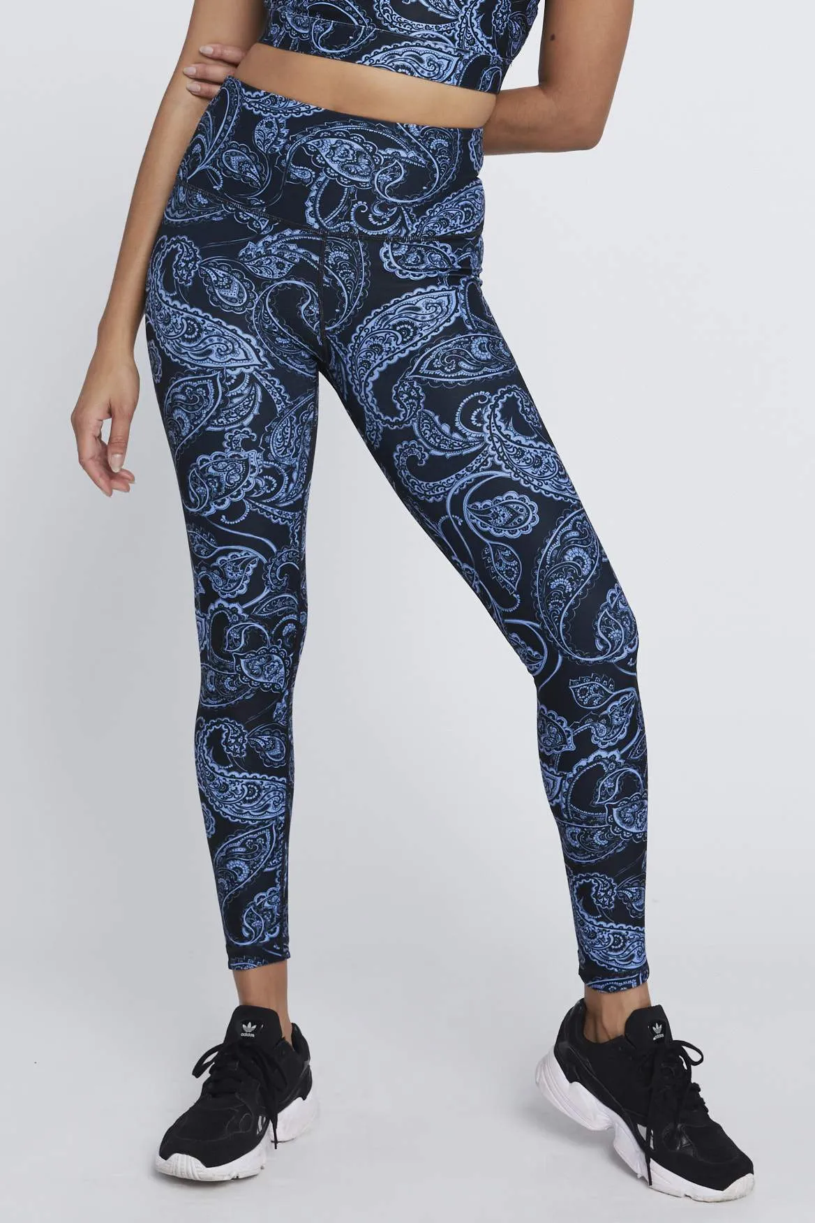 High Waist Reversible Leggings Sky Paisley