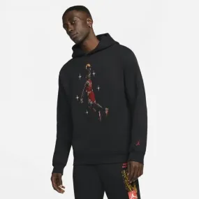 Mens Black Graphic Holiday Pullover Hoodie by Jordan