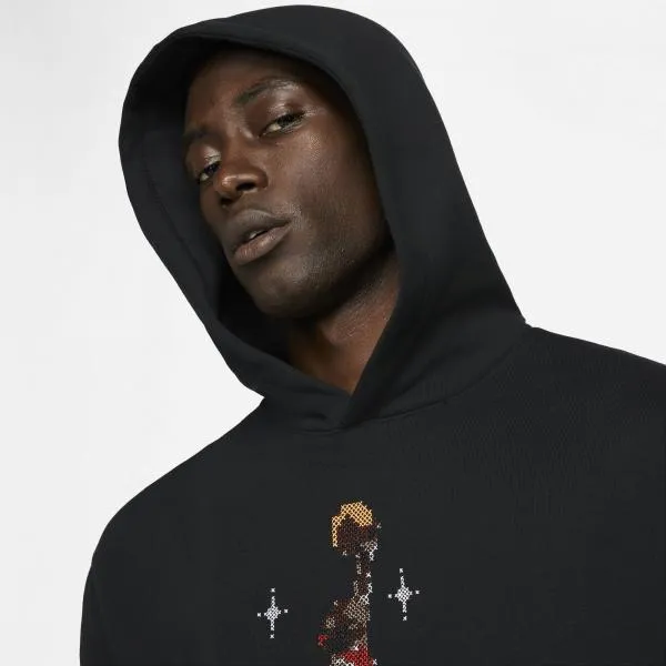 Mens Black Graphic Holiday Pullover Hoodie by Jordan