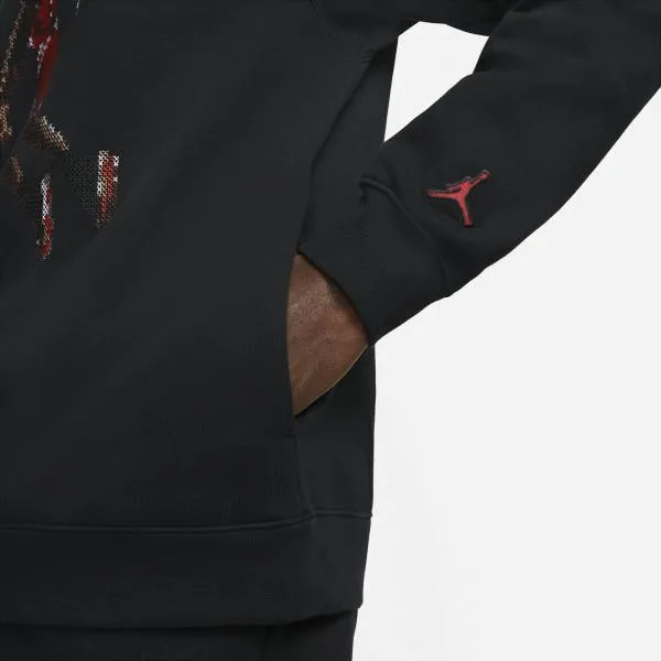 Mens Black Graphic Holiday Pullover Hoodie by Jordan