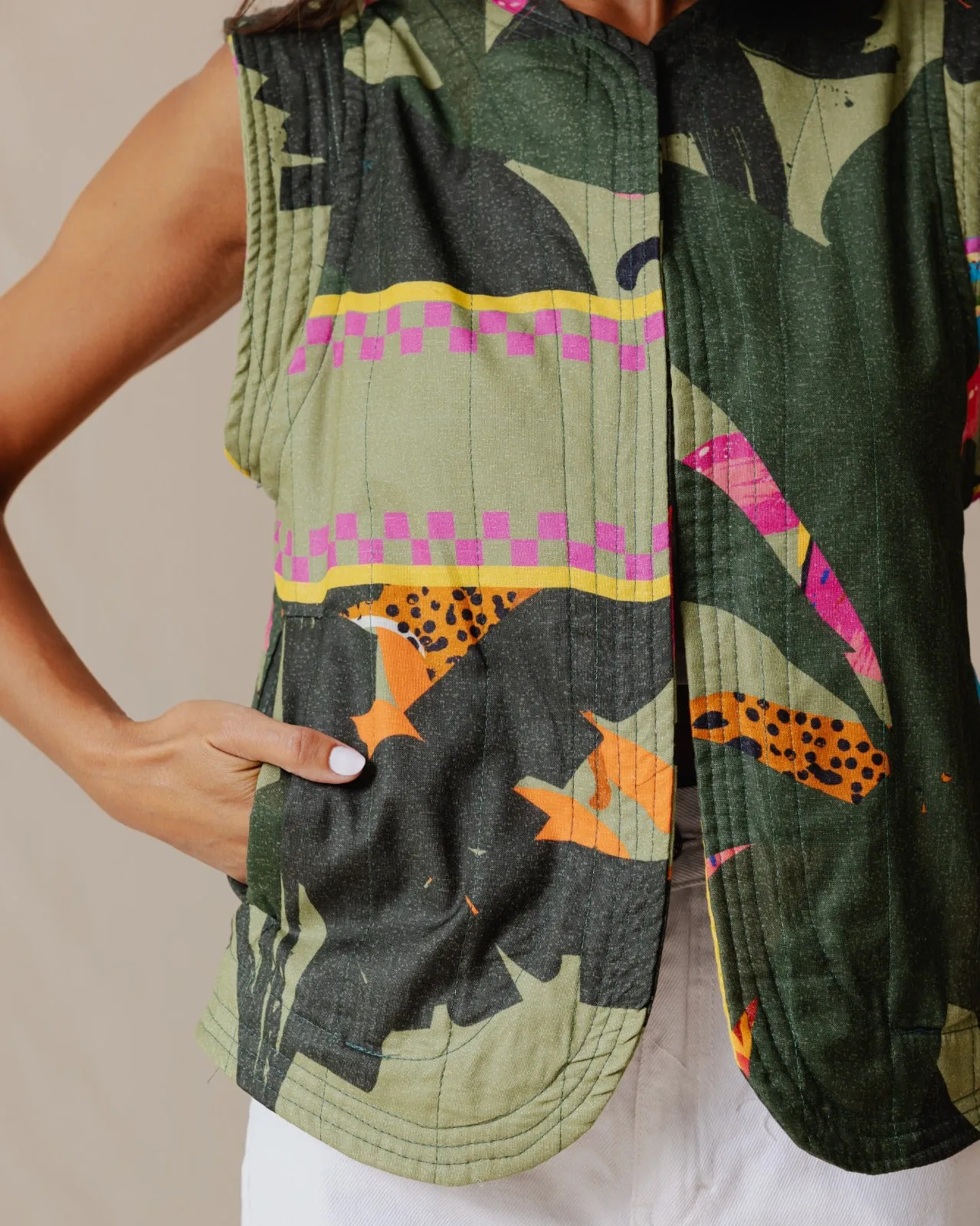 Jungle Leaves Quilted Vest