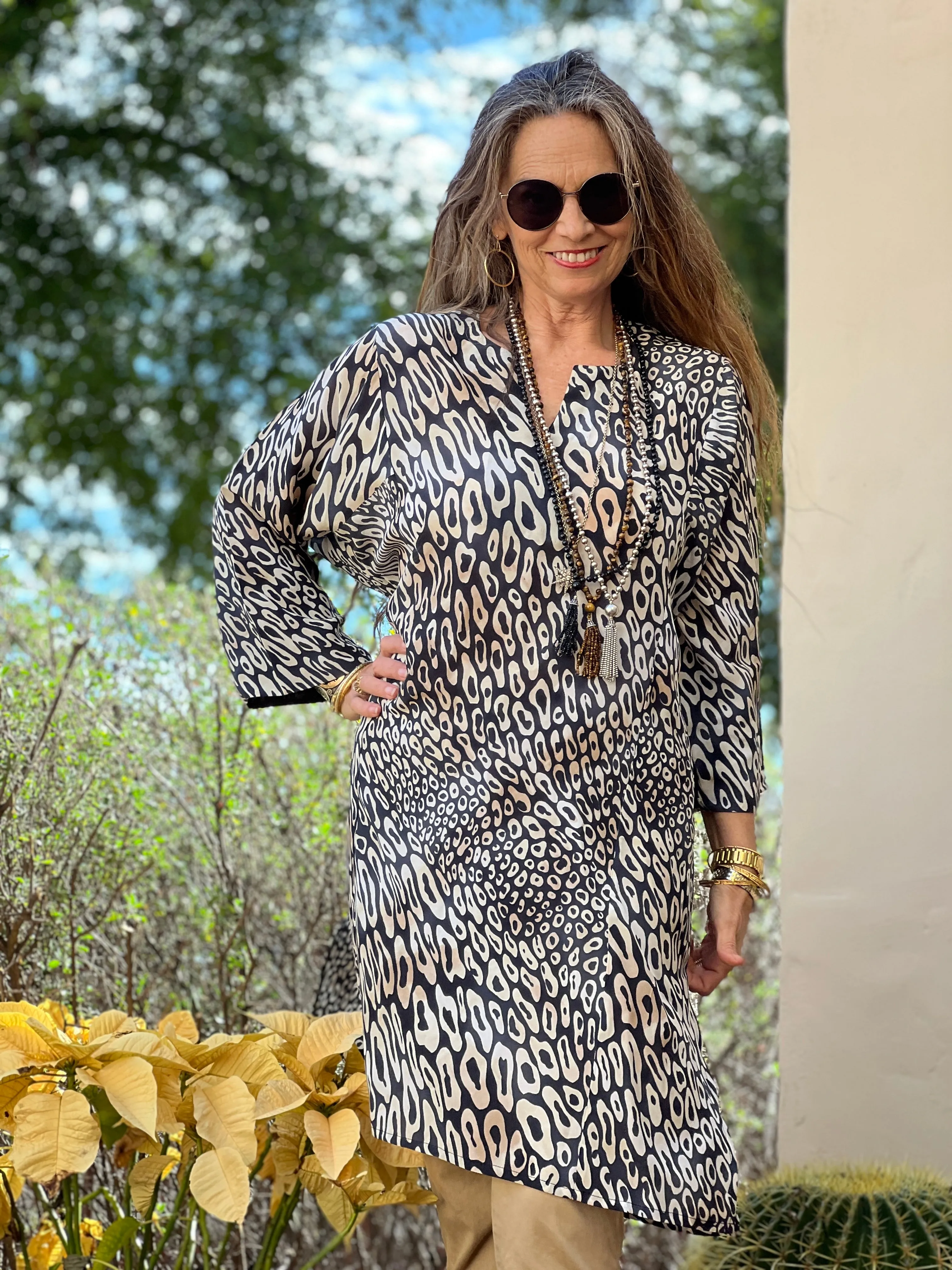 Leopardo Italian Silk Crepe Tunic